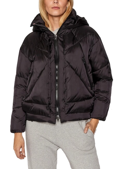 CANADIAN EUGENIE Doudoune courte en satin avec capuche noir - Doudounes femme