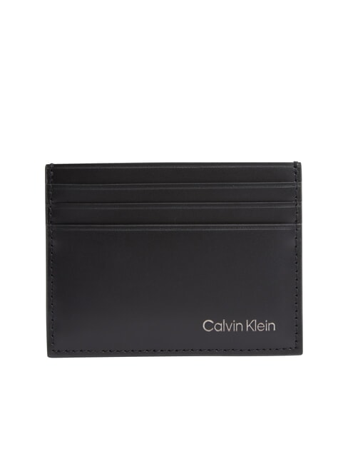 CALVIN KLEIN SMOOTH PU Porte-cartes plat 6cc sur noir - Portefeuilles Homme