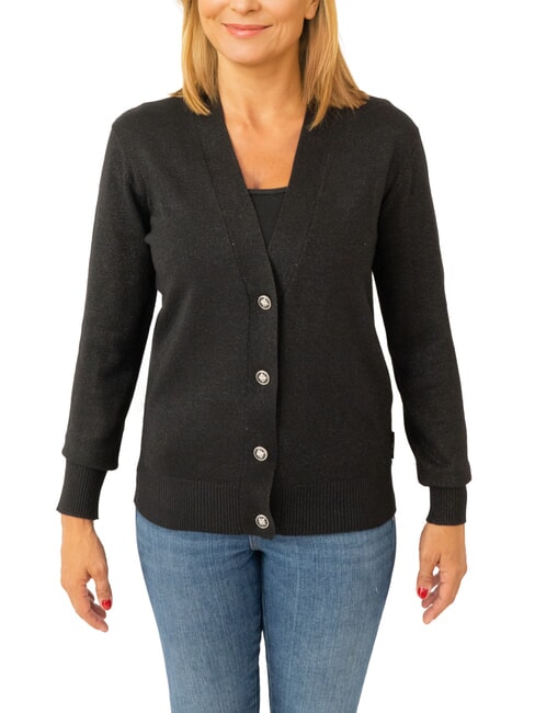 JOHN RICHMOND PEACEFUL Cardigan en lurex avec boutons noir - Chandails pour femmes