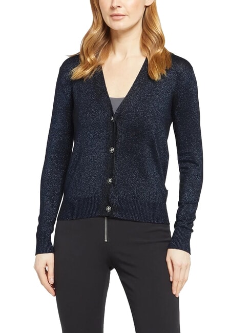 JOHN RICHMOND PEACEFUL Cardigan en lurex avec boutons bleu marine - Chandails pour femmes