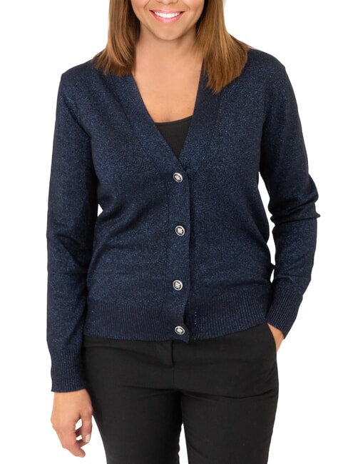 JOHN RICHMOND PEACEFUL Cardigan en lurex avec boutons bleu marine - Chandails pour femmes
