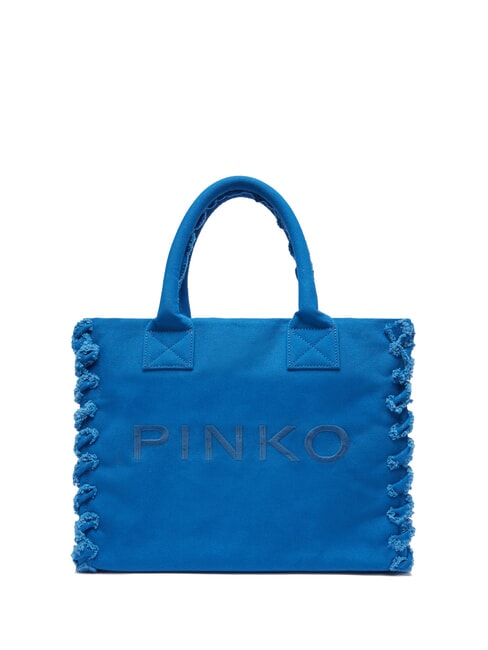 PINKO BEACH Sac shopping en toile recyclée bleu-bleu aster ch.-or antique - Sacs pour Femme