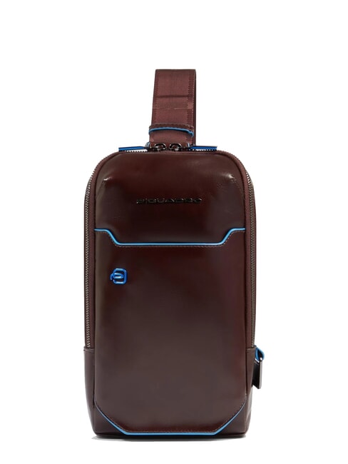 PIQUADRO BLUE SQUARE Sac à dos en cuir à une épaule ACAJOU - Sacs en Bandoulières pour Homme