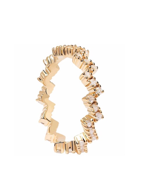 PDPAOLA THE NEW ESSENTIALS THE ZIPPER Bague plaquée or avec zircone or - Bagues