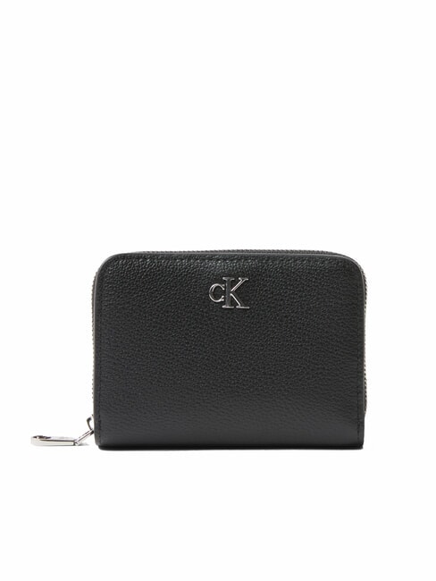 CALVIN KLEIN CKJ MINIMAL MONOGRAM Portefeuille en cuir moyen sur noir - Portefeuilles Femme