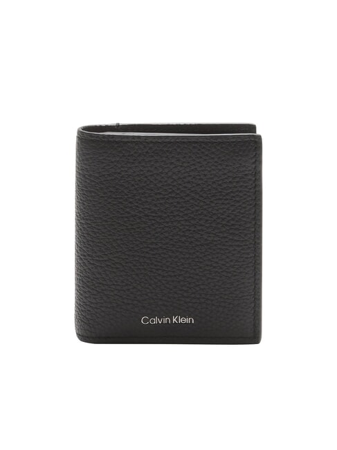 CALVIN KLEIN CK LEATHER Portefeuille vertical en cuir sur noir - Portefeuilles Homme