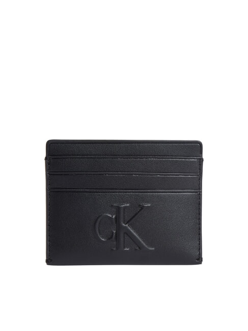 CALVIN KLEIN CKJ SCULPTED IMPRESS Porte-cartes de crédit plat sur noir - Portefeuilles Homme