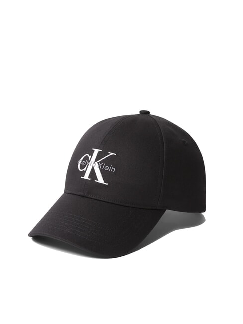 CALVIN KLEIN CKJ MONO LOGO Casquette de baseball en coton sur noir - Bonnets