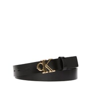 CALVIN KLEIN MONOGRAM BUCKLE Ceinture en cuir avec logo en métal - Ceintures