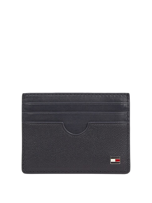 TOMMY HILFIGER TH FLAG  Porte-cartes plat en cuir bleu sidéral / noir - Portefeuilles Homme