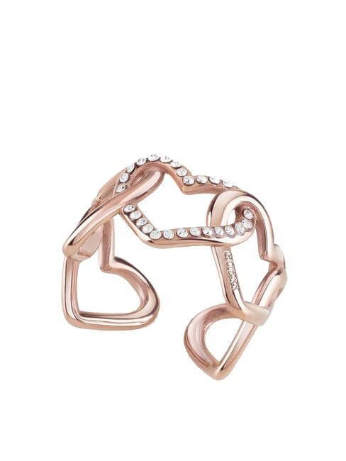 GUESS HEART TO HEART Bague coeur avec cristaux OR ROSE - Bagues