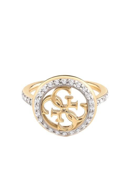 GUESS LIFE IN 4G Bague avec logo et cristaux or jaune - Bagues