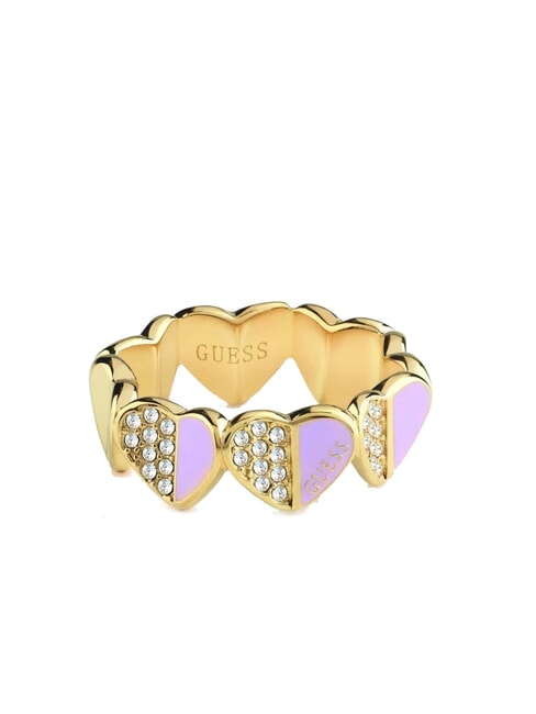GUESS LOVELY Bague avec coeurs émaillés et zircons or jaune/lilas - Bagues