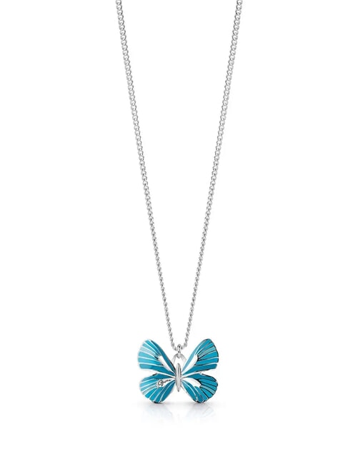 GUESS TROPICAL DREAM Collier Papillon Émaillé ARGENT - Colliers