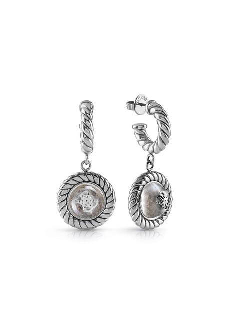 GUESS 4G VINTAGE Boucles d'oreilles torchon avec pendentifs Argent ancien - Boucles d'oreilles