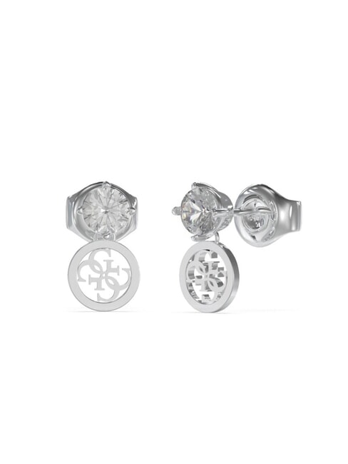 GUESS STUDS PARTY Boucles d'oreilles avec zircone et breloque 4G ARGENT - Boucles d'oreilles