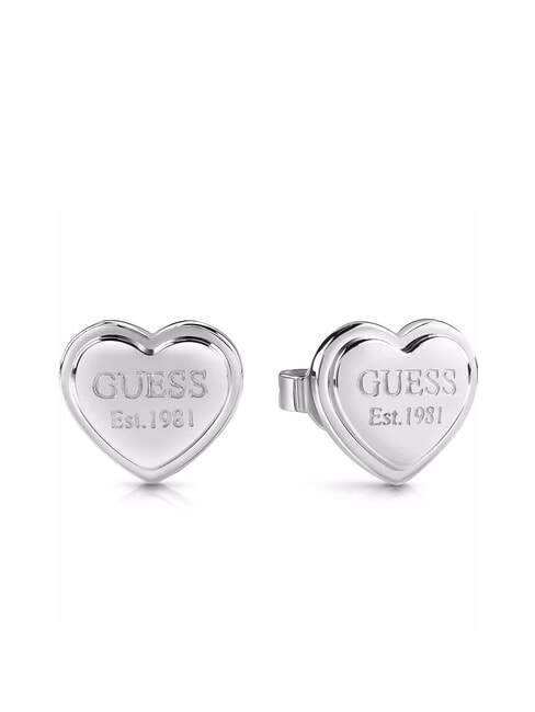 GUESS STUDS PARTY Boucles d'oreilles coeur avec logo ARGENT - Boucles d'oreilles