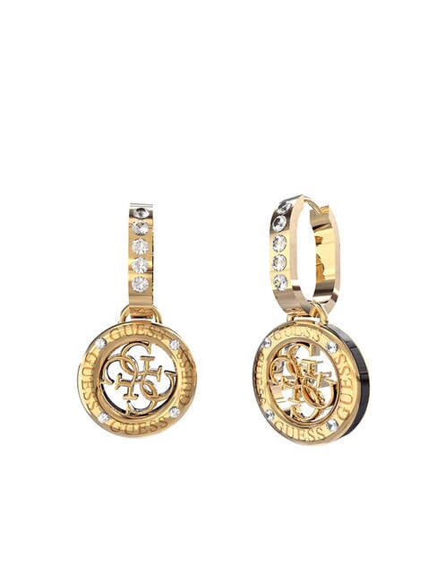 GUESS 4G LOOP Boucles d'oreilles à breloques avec logo 4G or jaune/noir - Boucles d'oreilles