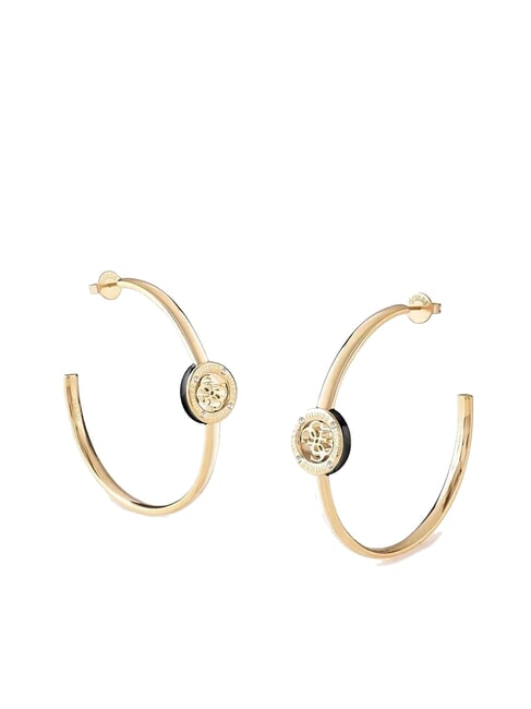 GUESS 4G LOOP Boucles d'oreilles créoles avec logo 4G or jaune/noir - Boucles d'oreilles