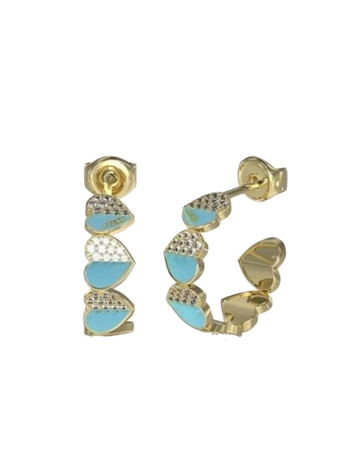 GUESS LOVELY GUESS Boucles d'oreilles coeur émaillé or jaune/turquoise - Boucles d'oreilles