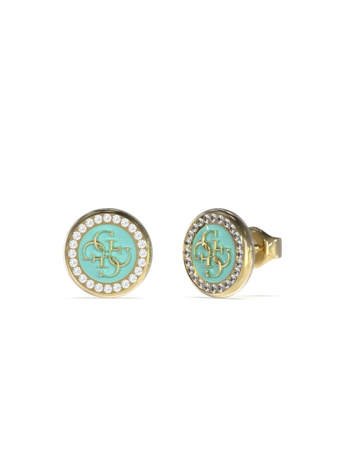 GUESS DREAMING Boucles d'oreilles à tige en émail avec logo or jaune/aigue-marine - Boucles d'oreilles