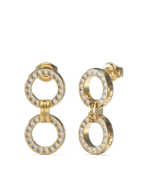 GUESS CIRCLE LIGHTS Boucles d'oreilles double créoles avec zircone or jaune - Boucles d'oreilles