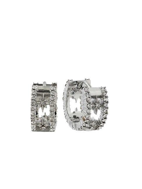 GUESS IN THE SKY Boucles d'oreilles créoles travaillées avec des zircones ARGENT - Boucles d'oreilles