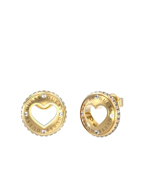 GUESS ROLLING HEARTS Boucles d'oreilles coeur percé or jaune - Boucles d'oreilles