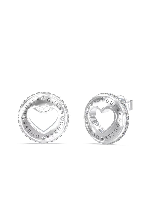 GUESS ROLLING HEARTS Boucles d'oreilles coeur percé ARGENT - Boucles d'oreilles