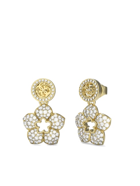 GUESS SHINING WINTER Boucles d'oreilles pendantes en forme de fleur or jaune - Boucles d'oreilles