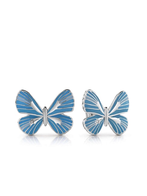 GUESS TROPICAL DREAM Boucles d'oreilles papillon émaillées ARGENT - Boucles d'oreilles