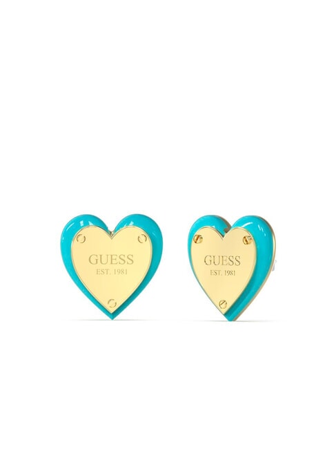 GUESS ALL YOU NEED IS LOVE Boucles d'oreilles coeur avec logo or jaune/turquoise - Boucles d'oreilles