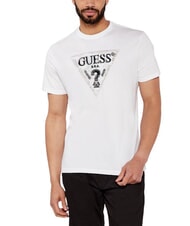 GUESS TRIANGLE T-shirt en coton avec imprim&eacute; blanc pur - T-shirt - 1