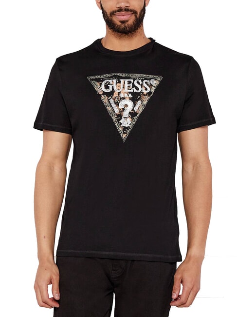 GUESS TRIANGLE T-shirt en coton avec imprimé jetbla - T-shirt