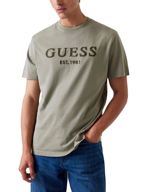 GUESS BOX LOGO T-shirt avec logo brodé vert moussu - T-shirt