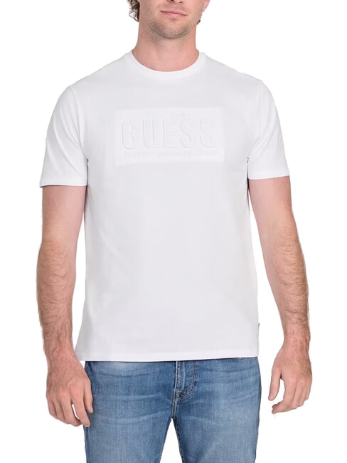 GUESS BSC EMBOSSED LOGO T-shirt avec imprimé en relief blanc pur - T-shirt