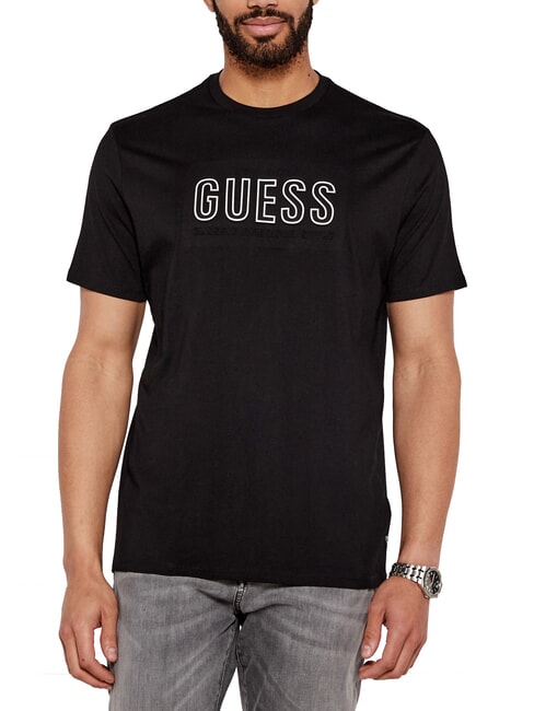 GUESS BSC EMBOSSED LOGO T-shirt avec imprimé en relief noir de jais multi - T-shirt