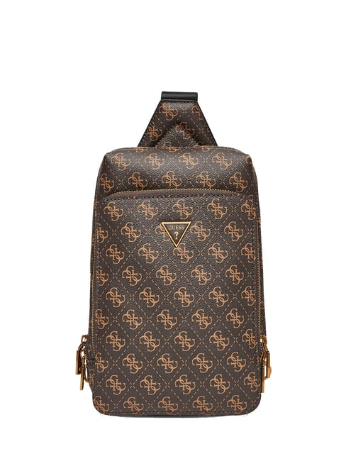 GUESS MILANO 4G Maxi Sac marron/ocre - Sacs en Bandoulières pour Homme