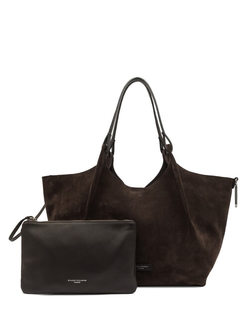 GIANNI CHIARINI DUA Sac shopping en cuir suédé avec pochette moka - Sacs pour Femme