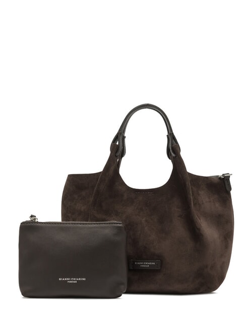 GIANNI CHIARINI DUA Sac à bandoulière en cuir suédé avec pochette moka - Sacs pour Femme