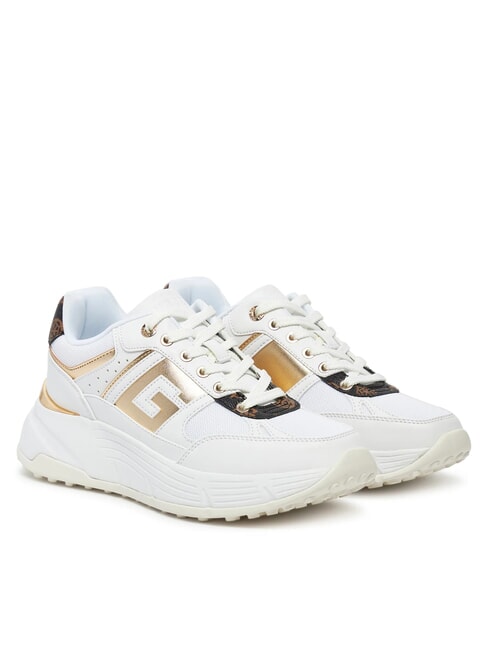 GUESS FONZI Baskets de course Blanc / marron - Chaussures Femme