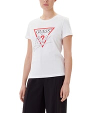 GUESS PEARLS LOVE TRIANGLE T-shirt avec imprimé et applications - T-shirt