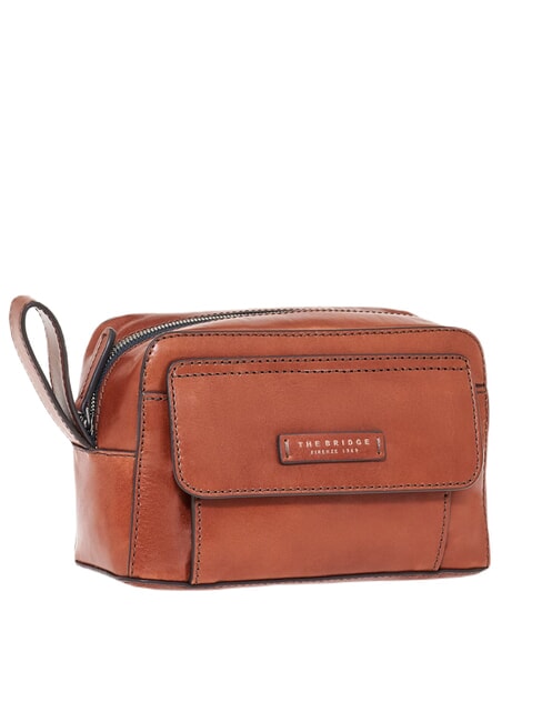 THE BRIDGE ALBERTO Trousse de beauté en cuir Marron / Ruthénium - Trousses