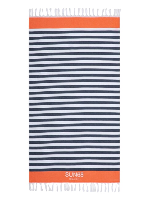 SUN68 STRIPES Serviette de plage en coton blanc/bleu marine - Accessoires Voyage
