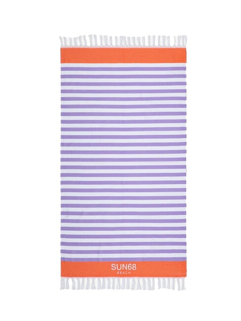 SUN68 STRIPES Serviette de plage en coton blanc/lilas - Accessoires Voyage