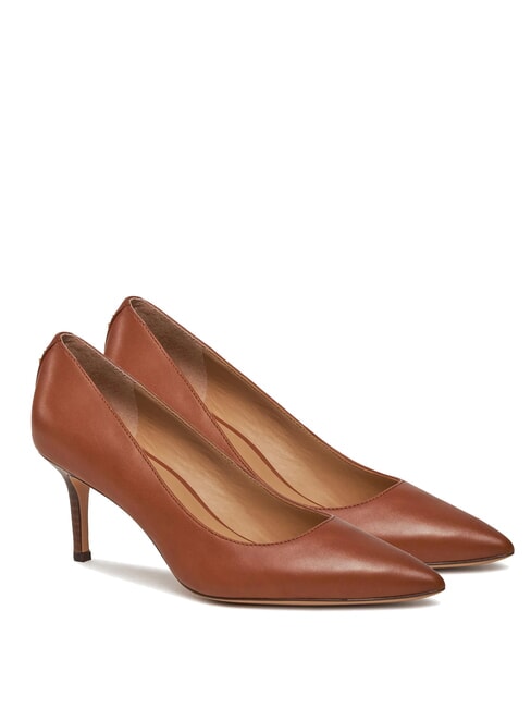 RALPH LAUREN LANETTE Décolleté en cuir bronzage profond de la selle - Chaussures Femme