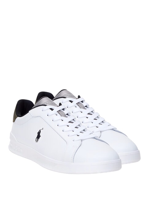 RALPH LAUREN HERITAGE COURT II  Baskets en cuir blanc/bronze/olive - Chaussures Homme