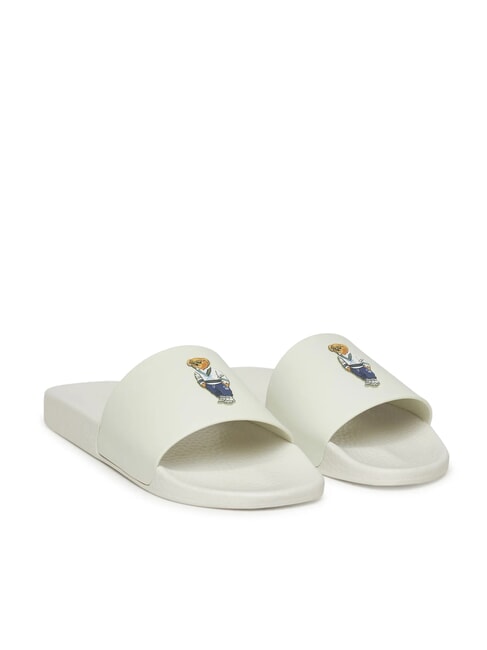 RALPH LAUREN POLO SLIDE Chaussons ours du patrimoine - blanc délavé - Chaussures unisexe