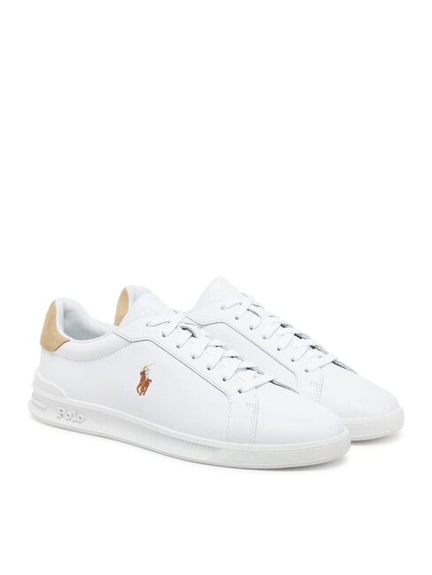 RALPH LAUREN HERITAGE COURT II  Baskets en cuir blanc / pp bleu marine - Chaussures Homme