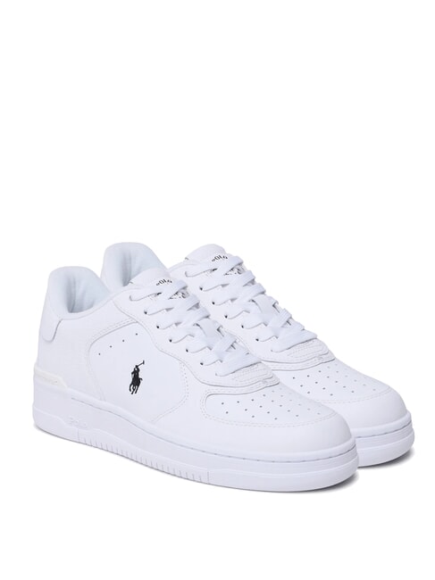 RALPH LAUREN MASTER COURT Baskets en cuir pp blanc/blanc/noir - Chaussures Homme